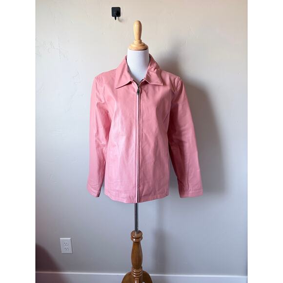 Vintage Leather USA Pink Biker Zip Up 100% Genuine Leather Jacket- Size XL - Picture 2 of 12